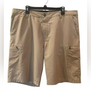 Volcom Shorts Men's Tan Stretch Polyester Waist 40” Rise 13" Inseam 10.5"